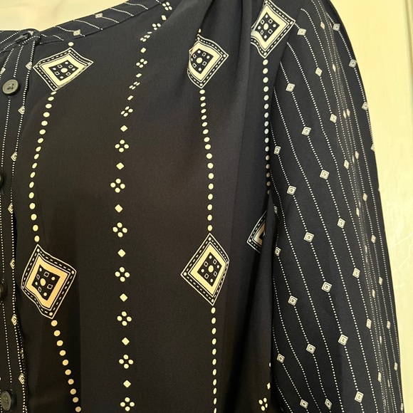 Ann Taylor Loft Belted Navy Geometric and Floral Dress NWT - Picture 6 of 16